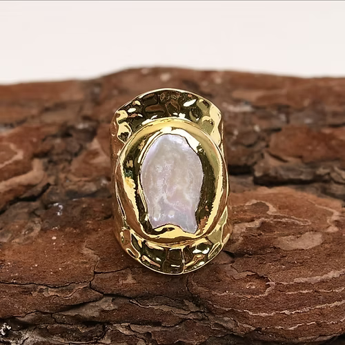 Kiara Keshi Pearl ring - 24ct gold plated