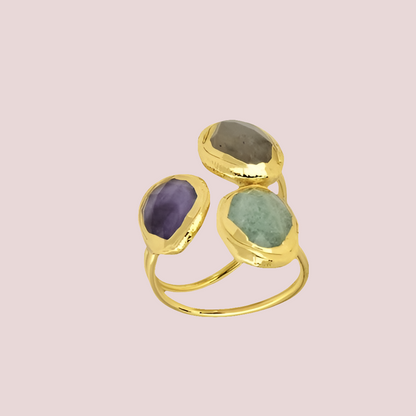 Emilia Ring - Amethyst, Amazonite & Labradorite