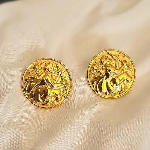 Medallion earrings - 18ct Gold Plated Stainless Steel