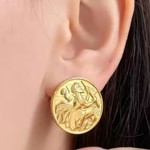 Medallion earrings - 18ct Gold Plated Stainless Steel