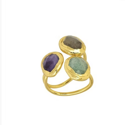 Emilia Ring - Amethyst, Amazonite & Labradorite