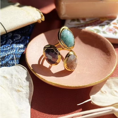 Emilia Ring - Amethyst, Amazonite & Labradorite