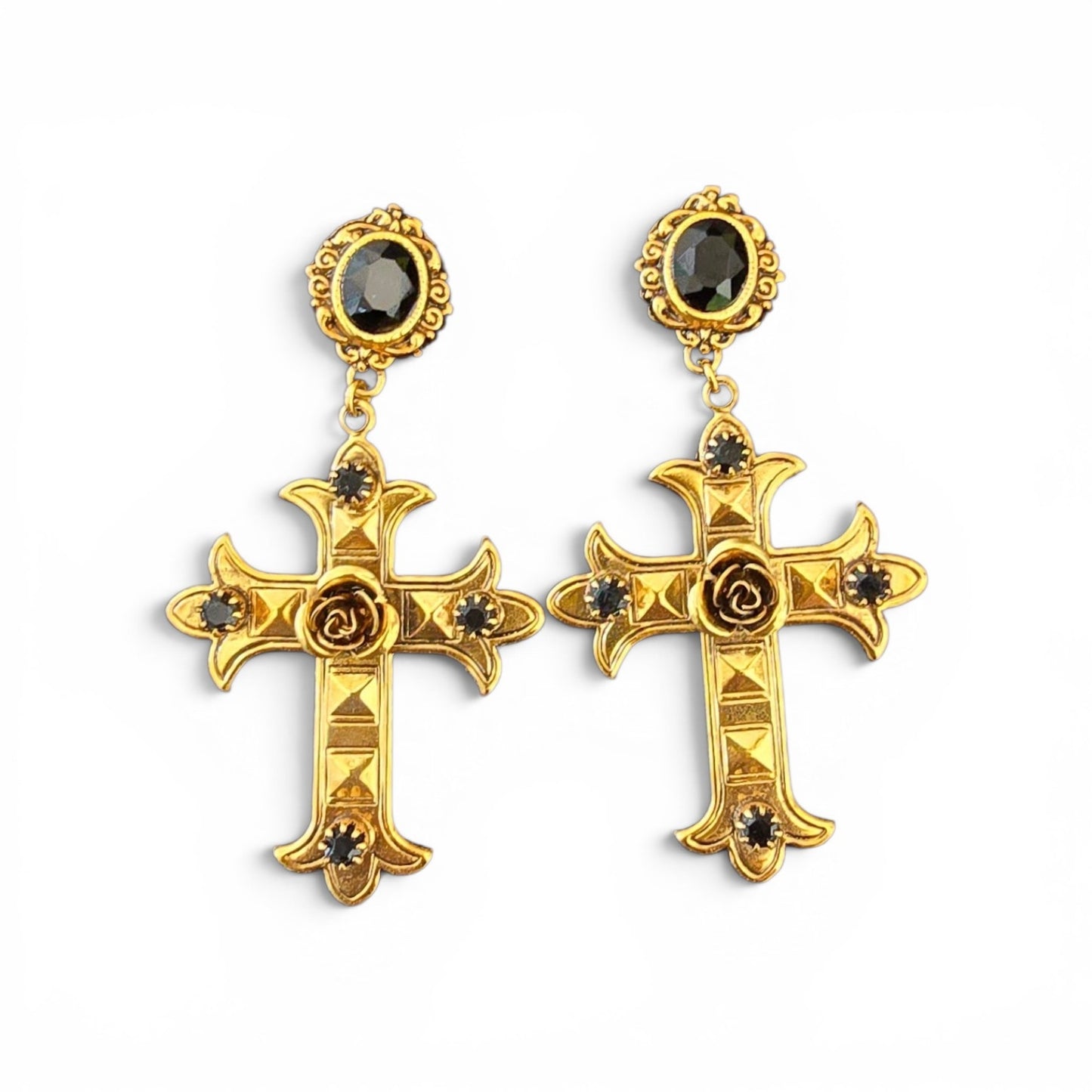 Sacred Rose Cross Earrings