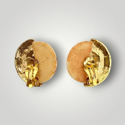 Vintage Gold & Resin Clip-On Statement Earrings