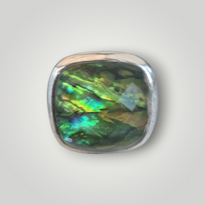Vintage Mexican 925 Sterling Silver Abalone Statement Ring