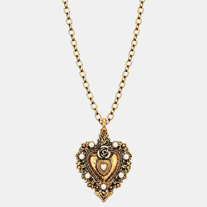 Petite Sacred Heart Pearl Necklace