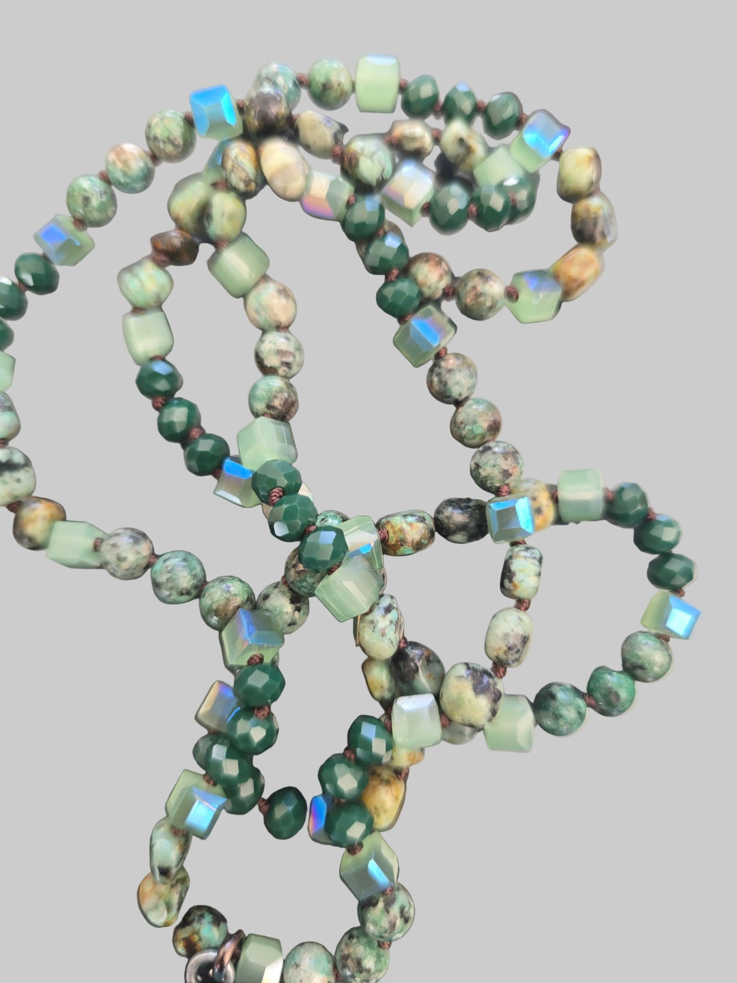 Vintage Turquoise-Style Cross Beaded Necklace