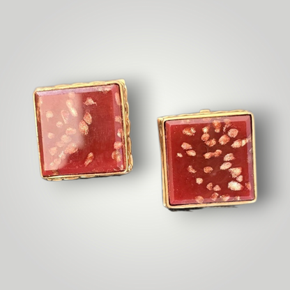 Vintage Italian Red Resin Clip-On Earrings