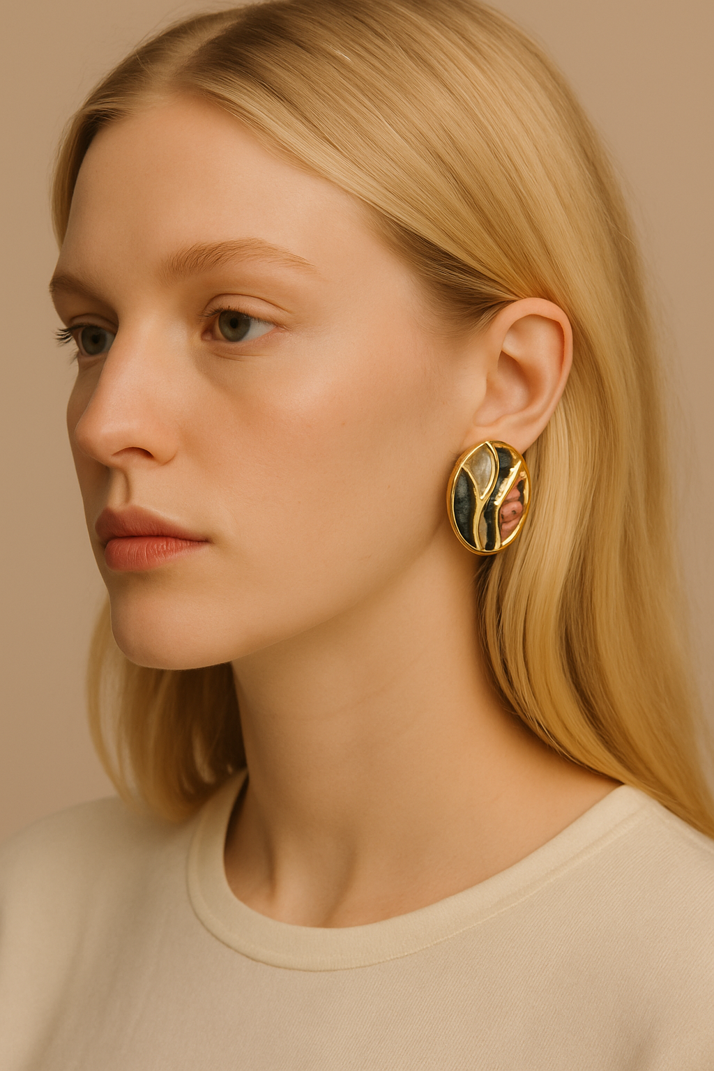 Vintage Enamel Clip-On Earrings
