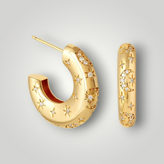 Luna Stella Sterling Silver Hoops - 18ct Gold Plated