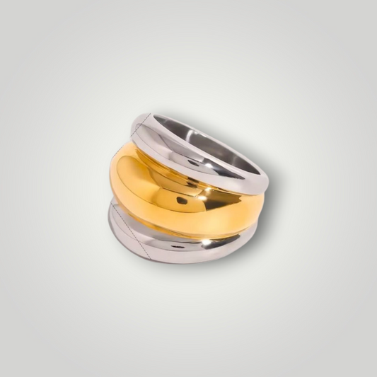 Duo Dome Ring 18ct Gold and Silver Plated - Stainless steel