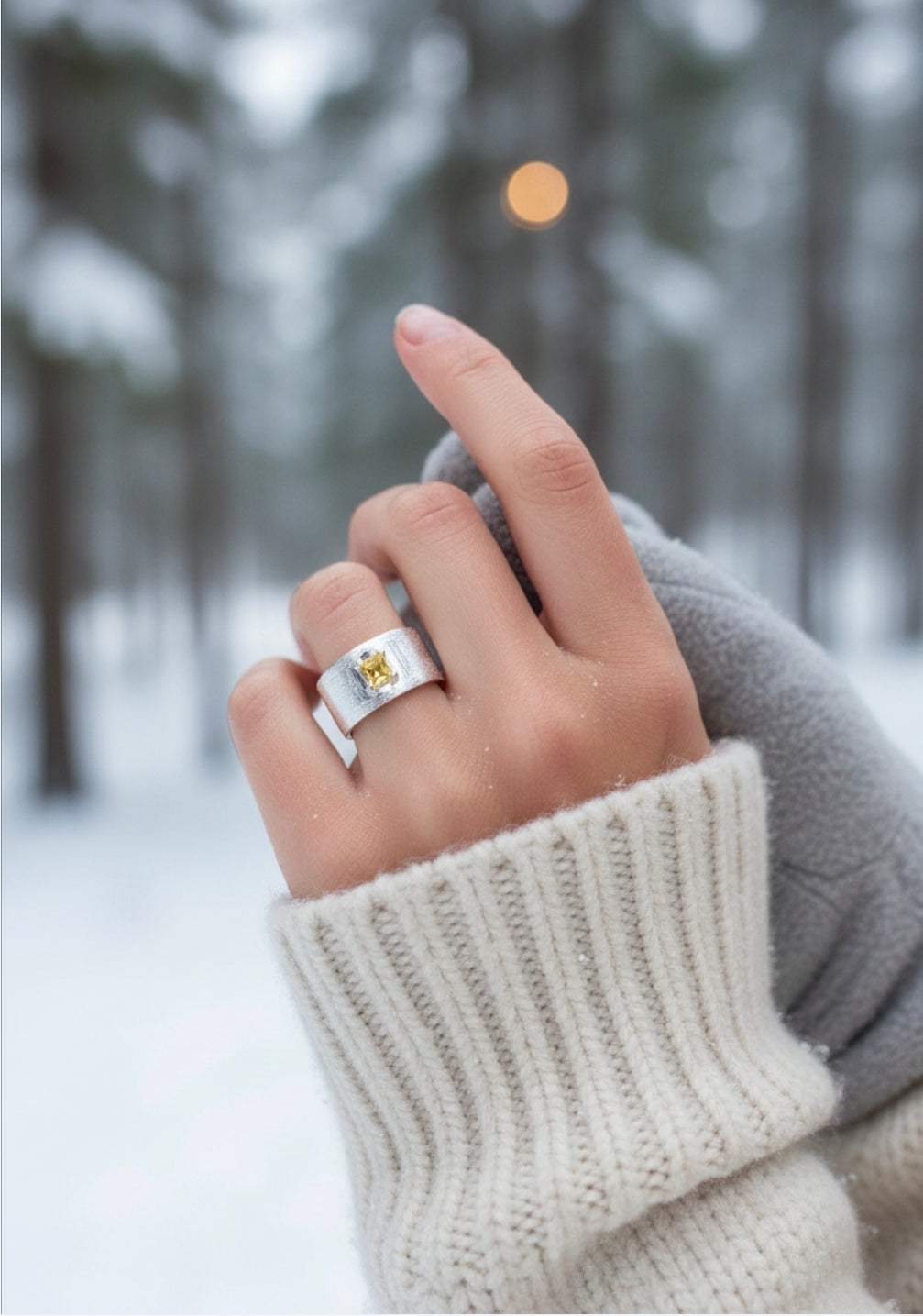 Frosted Citrine 925 Sterling Silver Adjustable Ring