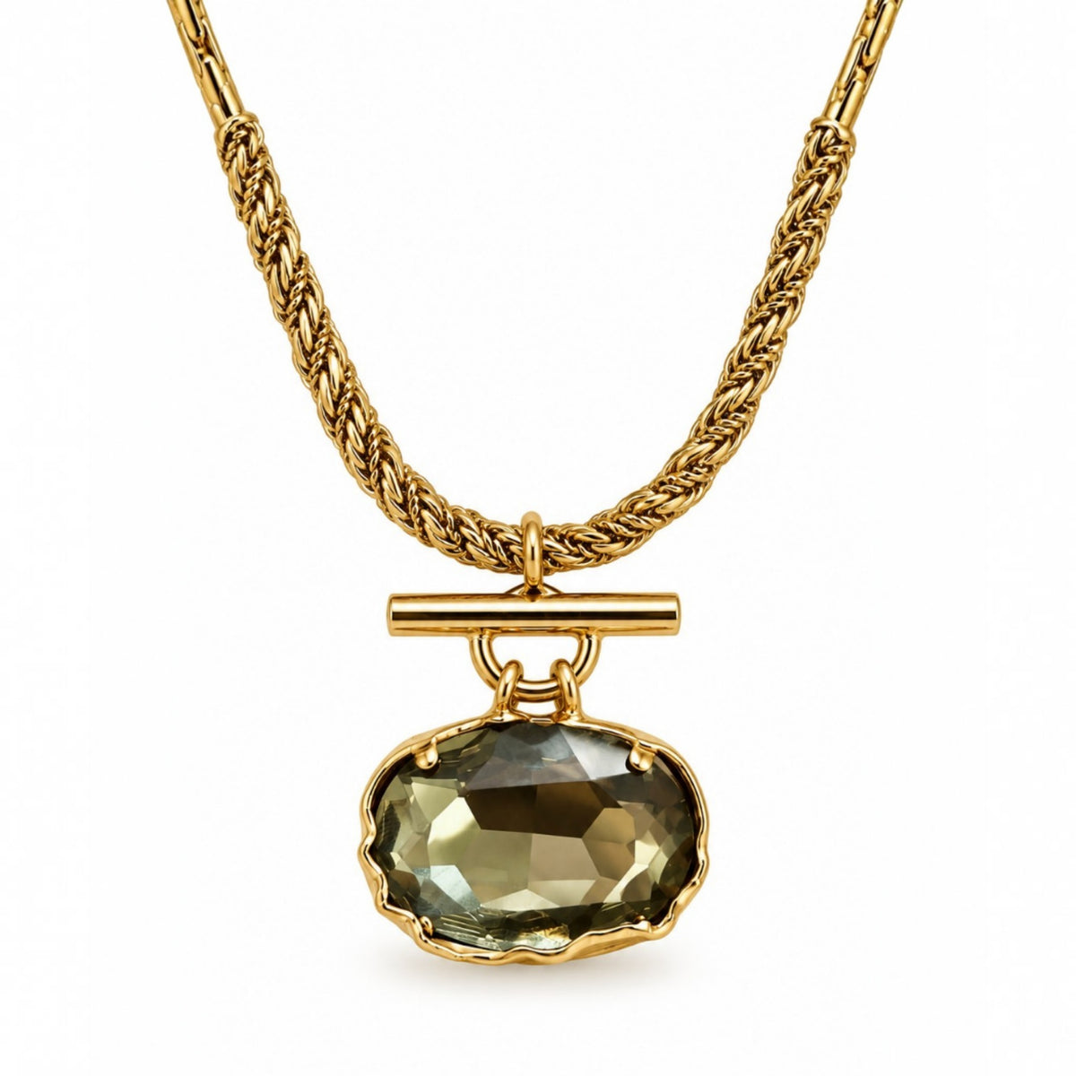 Olive Crystal 24ct Gold-Plated Statement Necklace