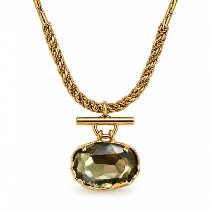 Olive Crystal 24ct Gold-Plated Statement Necklace