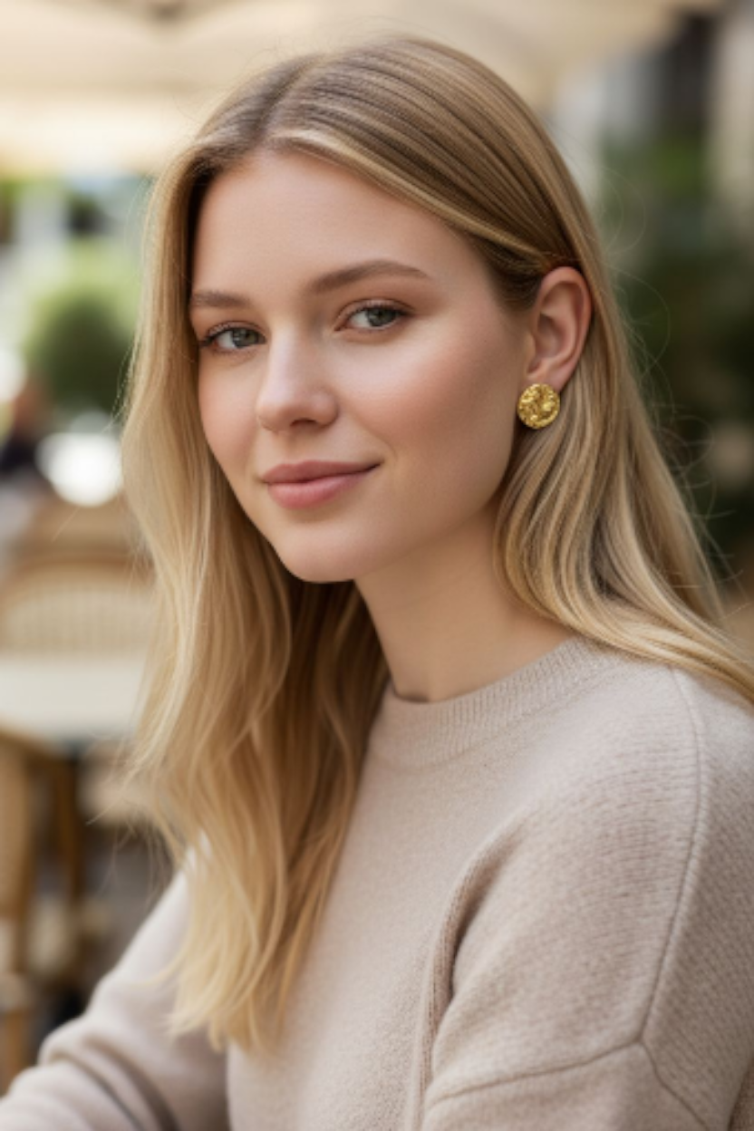 Imperia Horse Coin Earrings-18ct Gold Plated