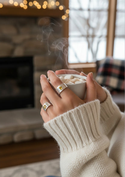 Frosted Citrine 925 Sterling Silver Adjustable Ring