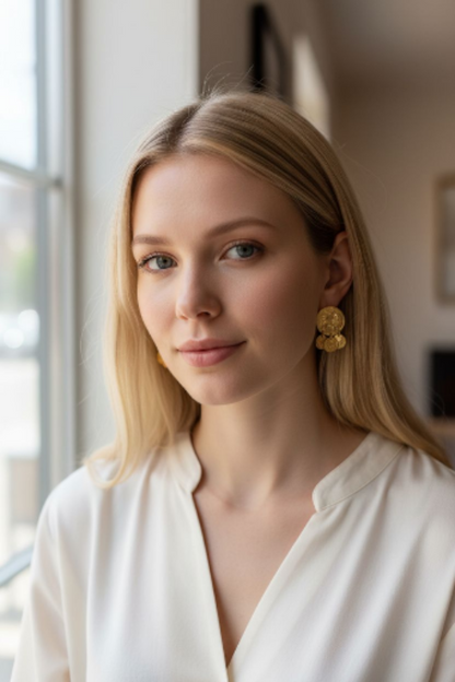 Mythos Lion Coin Drop Earrings - 18ct Gold Plated