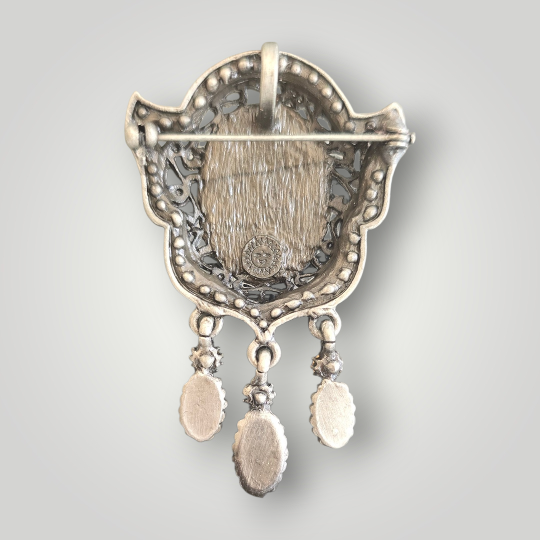 Vintage Cameo Drop Brooch Pendant