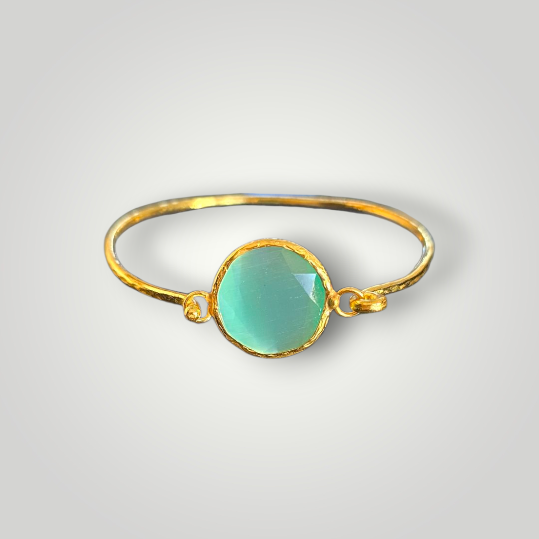 Marina Aqua Chalcedony - 18k Gold Plated Bracelet