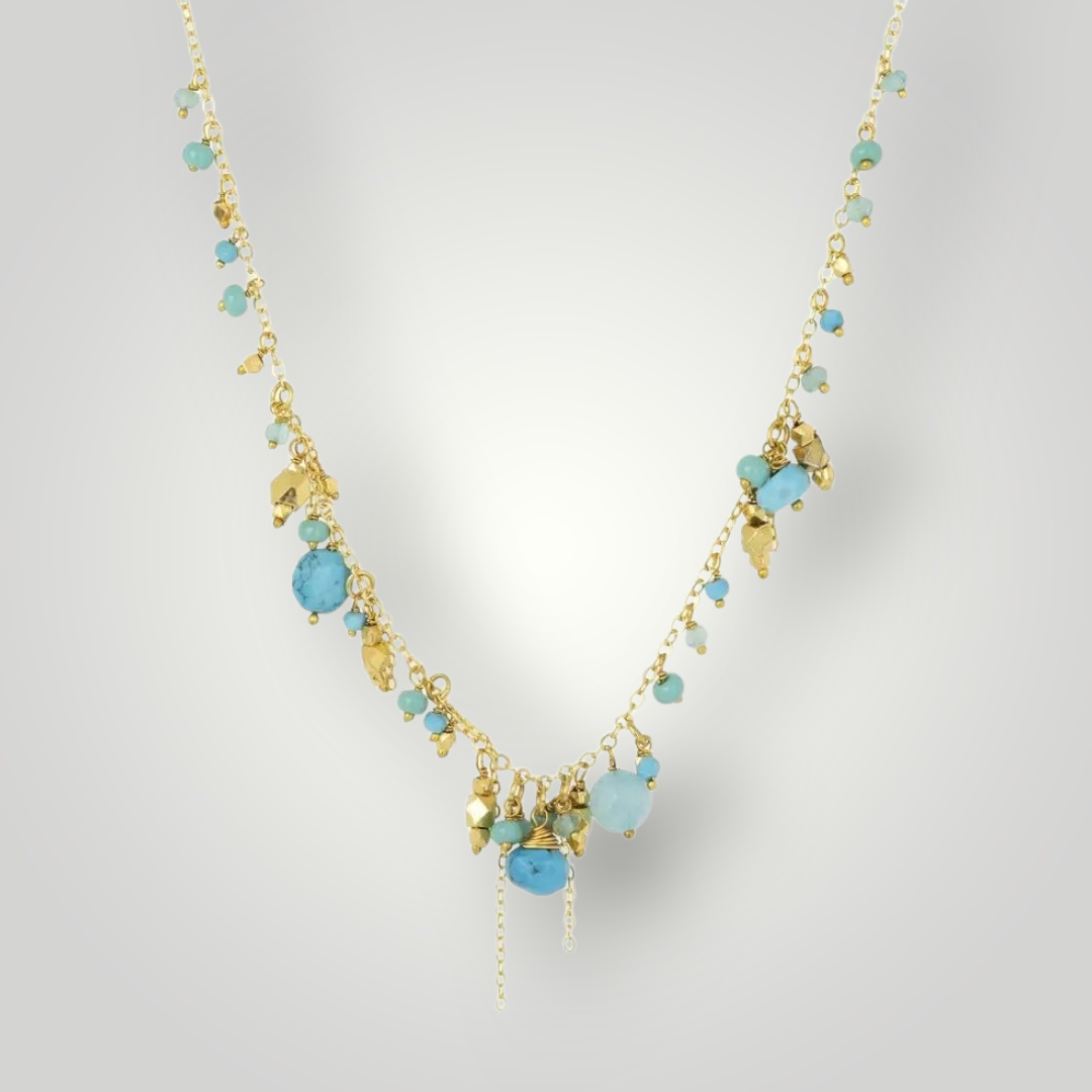 Clarissa Necklace Turquoise - 22ct Gold Plated Brass