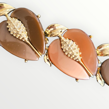 Vintage Lisner Caramel & Gold Cabochon Bracelet