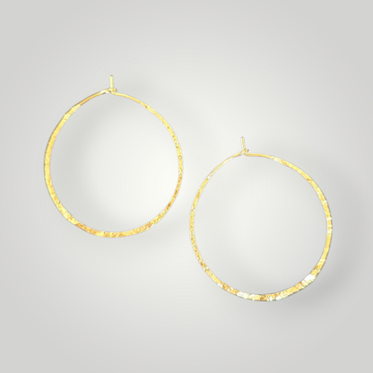 Hammered Gold Hoops – Stainless Steel Lightweight Earrings