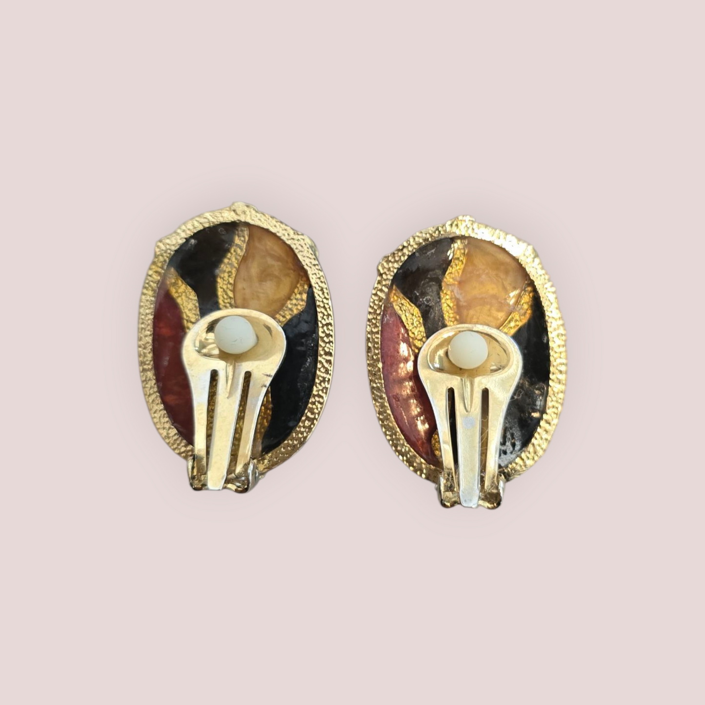 Vintage Enamel Clip-On Earrings