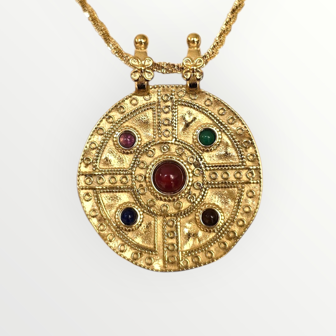 Reversible Gold Medallion Necklace – Stainless Steel Gold Plated Pendant