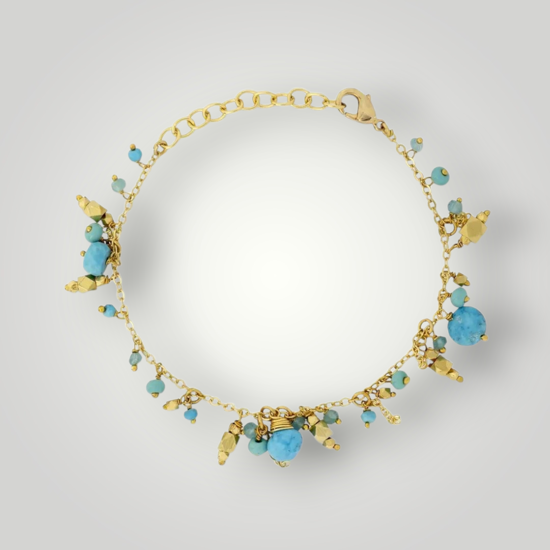 Clarissa Bracelet Turquoise - 22ct Gold Plated Brass