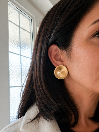 Vintage Monet Gold Disc Clip-On Earrings