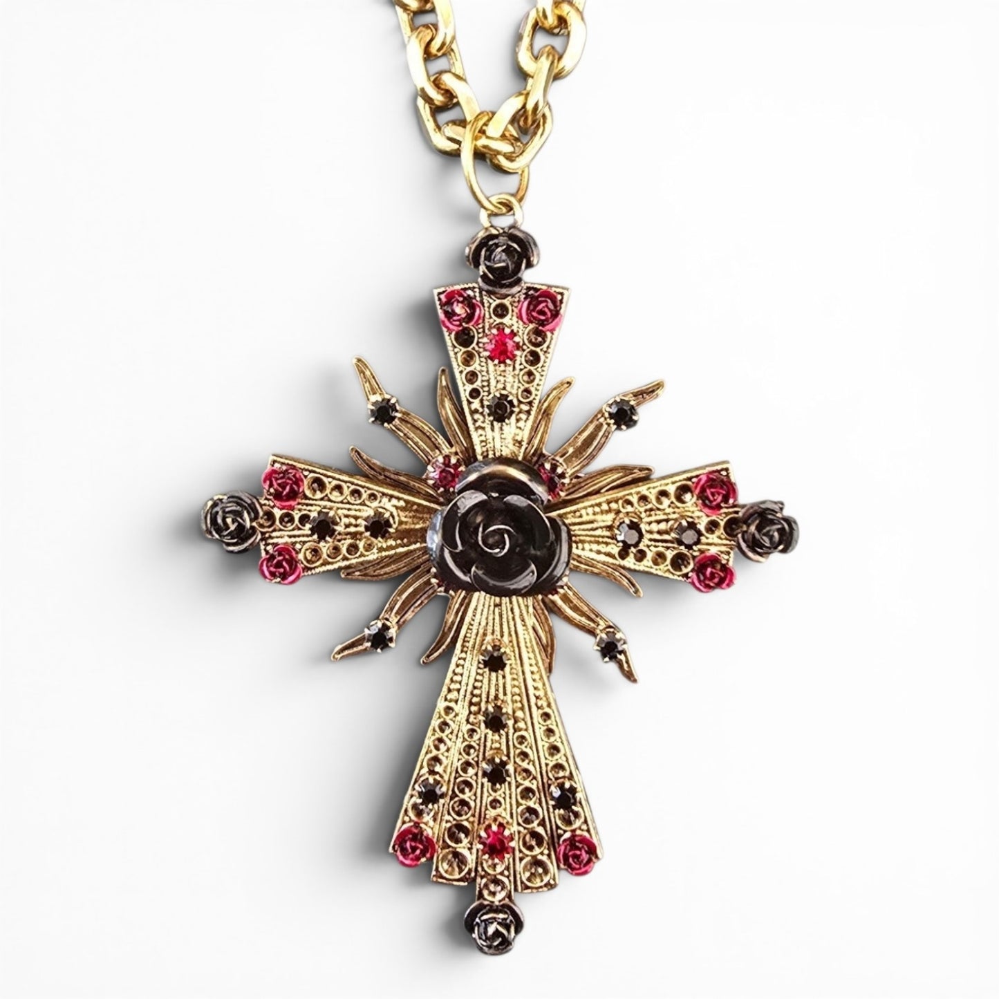 Sacred Rose Cross Necklace