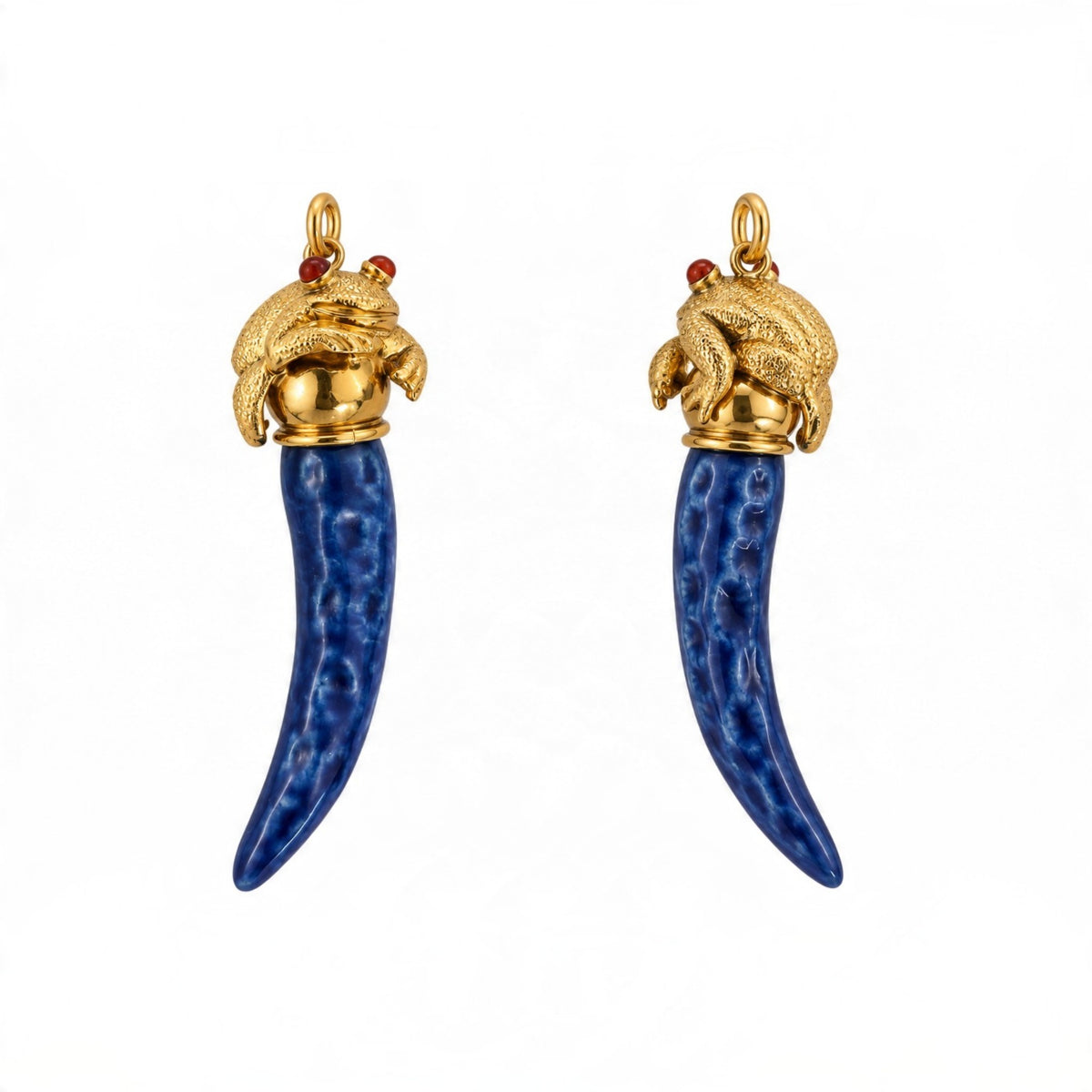 The Enchanted Frog – Blue Ceramic Cornicello Necklace