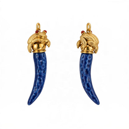 The Enchanted Frog – Blue Ceramic Cornicello Necklace