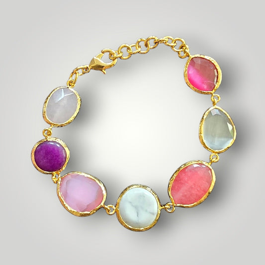 Capri Gemstone Bracelet - Fuchsia Mix