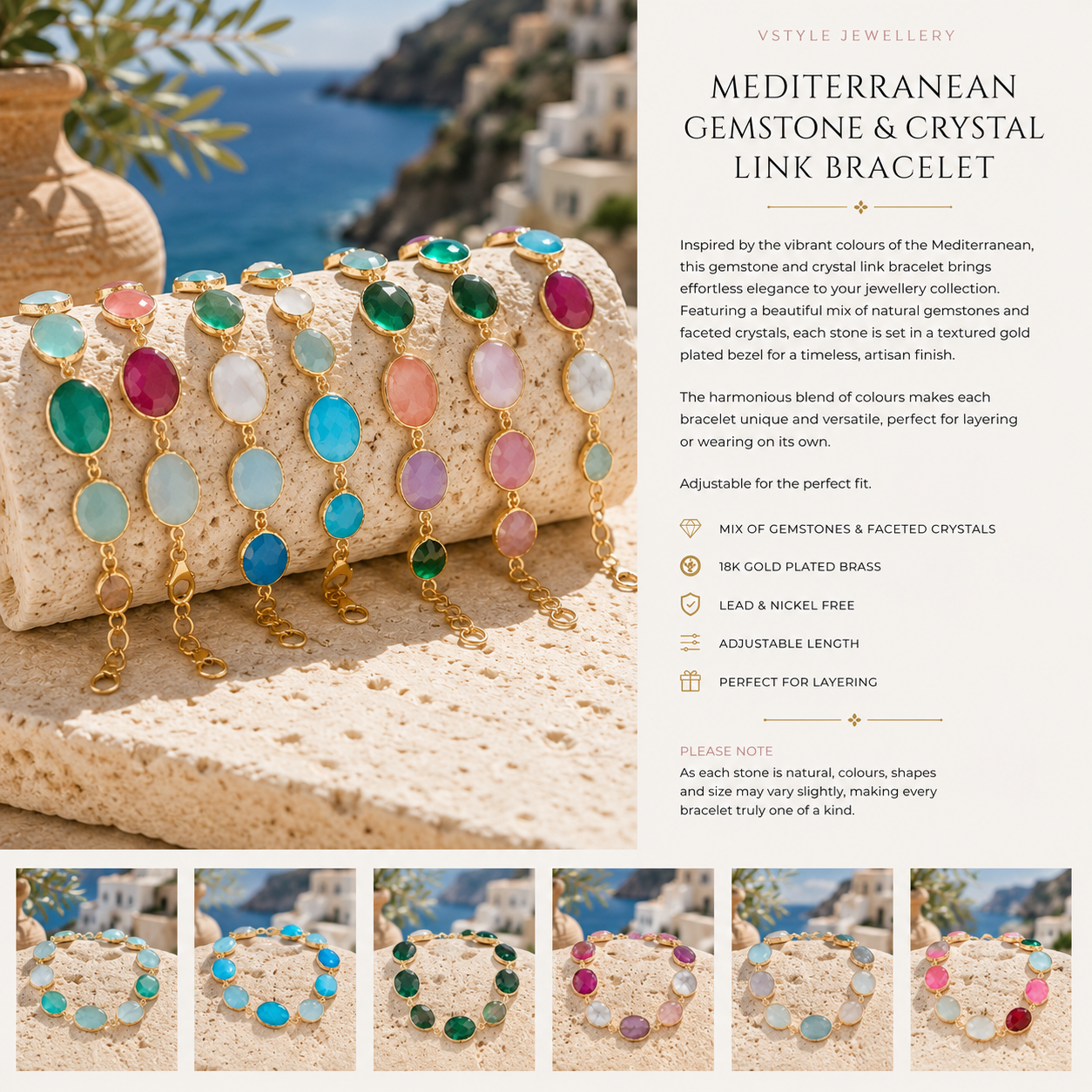 Capri Gemstone Bracelet- Aqua Blue