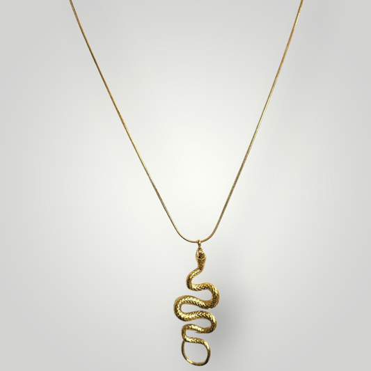 Gold Snake Pendant Necklace – Stainless Steel Gold Plated Statement Necklace