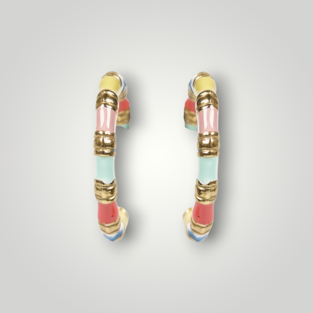 Colourful Enamel Hoop Earrings – Gold Plated Statement Hoops