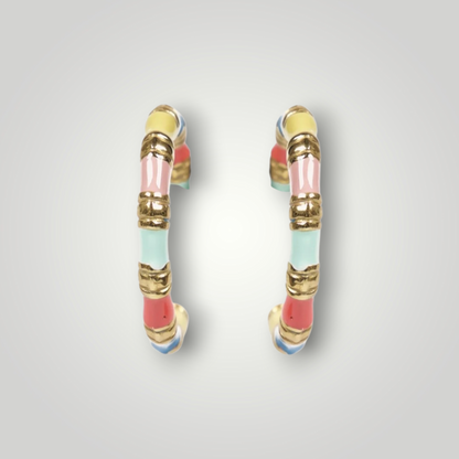 Colourful Enamel Hoop Earrings – Gold Plated Statement Hoops