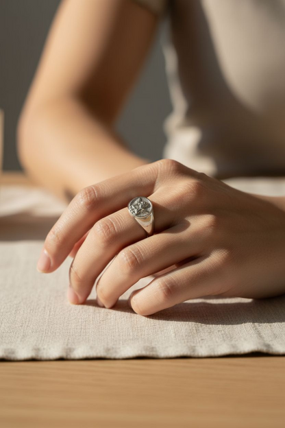 Cherub Signet Ring 18ct Gold & Silver Plated Stainless Steel