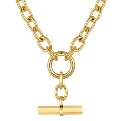 Chunky T-Bar Necklace – 18ct Gold Plated Stainless Steel