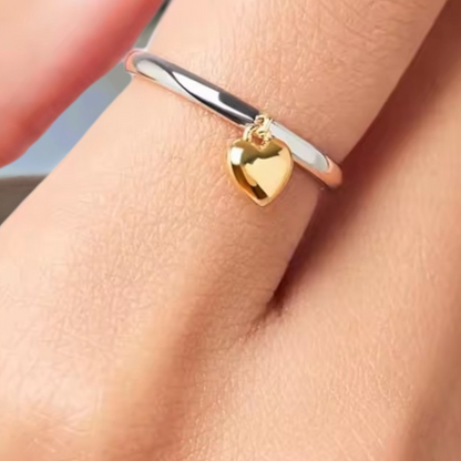 Sterling Silver Adjustable Heart Charm Ring