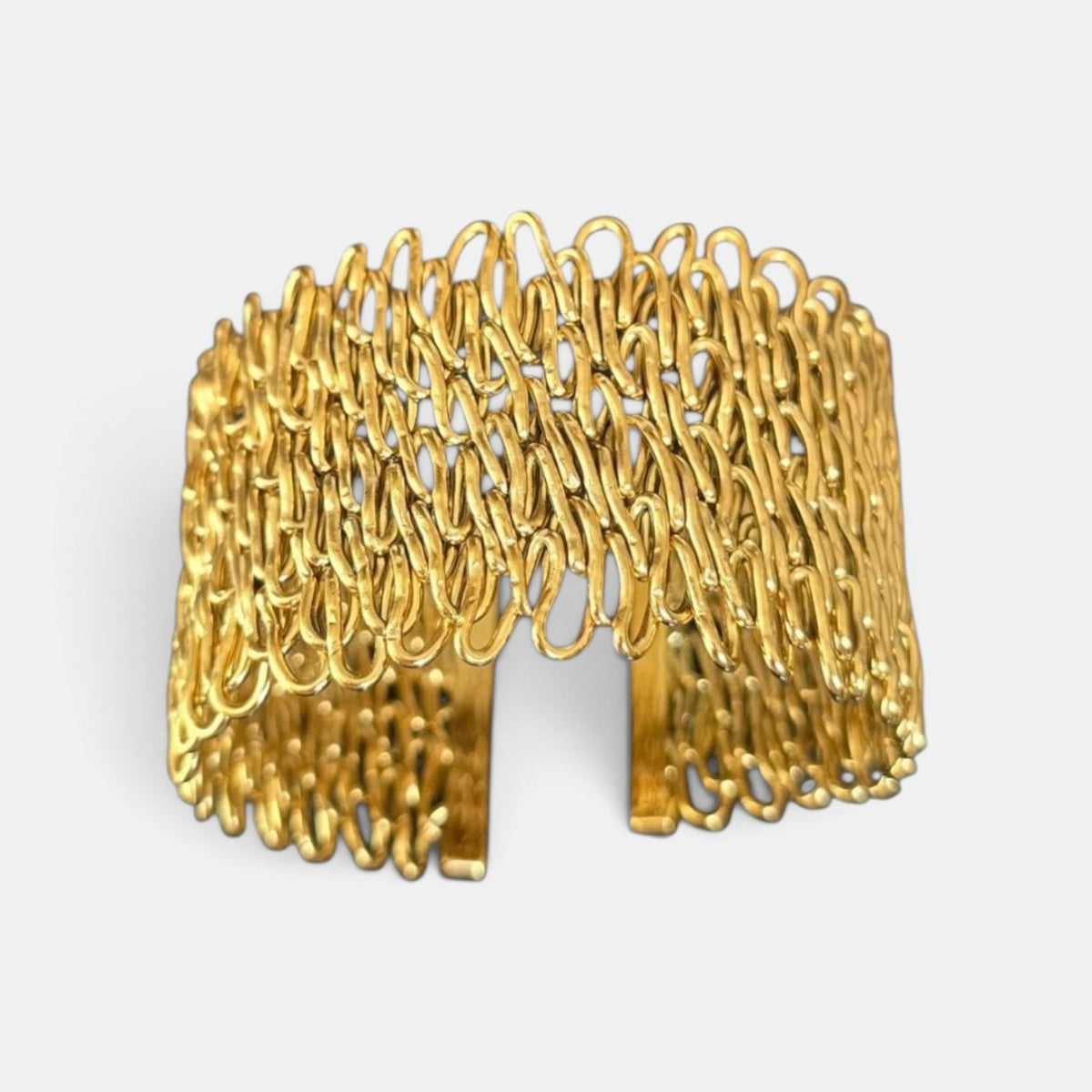 Statement Gold Cuff Bracelet – Stainless Steel Matte Finish Wide Cuff