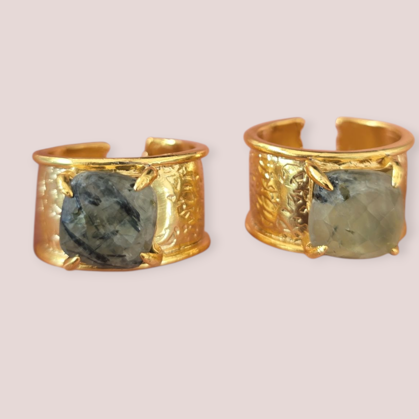 Hammered gold gems