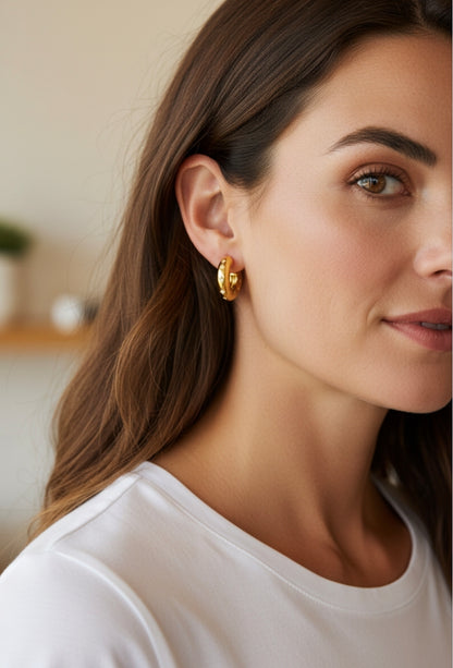 Luna Stella Sterling Silver Hoops - 18ct Gold Plated