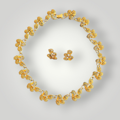 Vintage Napier Gold Leaf Necklace & Earrings Set – 1970s