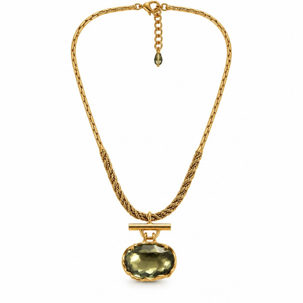 Olive Crystal 24ct Gold-Plated Statement Necklace