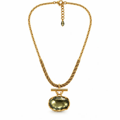 Olive Crystal 24ct Gold-Plated Statement Necklace