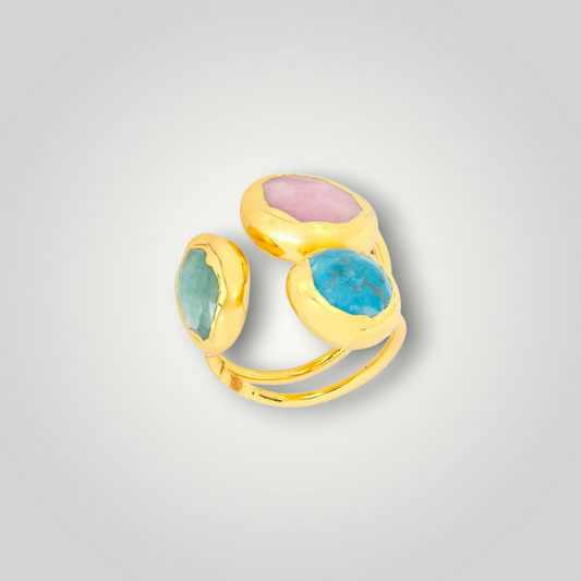 Emilia Ring - Amazonite, Pink Jade & Turquoise