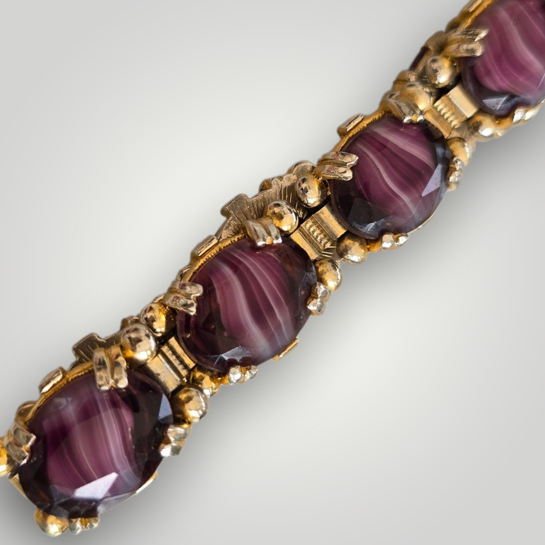 Valentina - Vintage Purple Banded Agate Bracelet