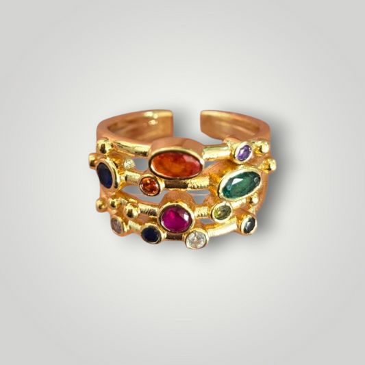 Prism Gemstone Ring – 18ct Gold Plated